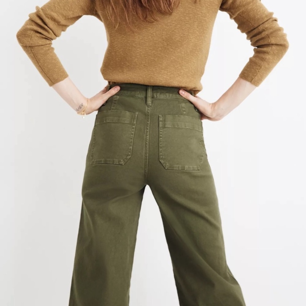 MADEWELL Emmett Wide-Leg Crop
Pants: Button-Front Edition Army green 31 NWOT